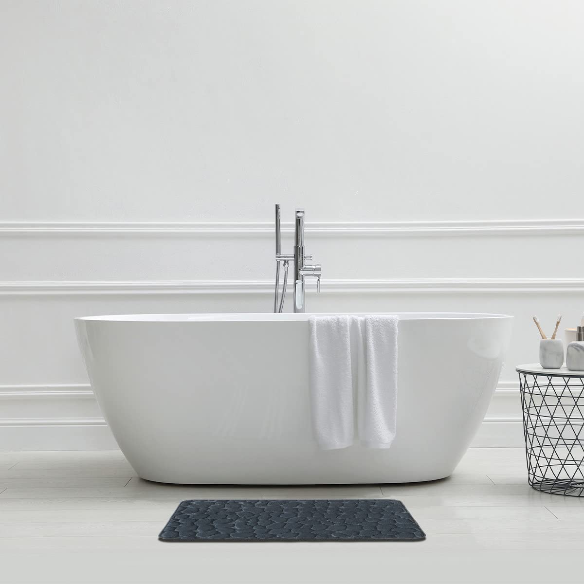 Levasseur Galet Tapis de Bain Gris 50x80cm Mémoire de Forme