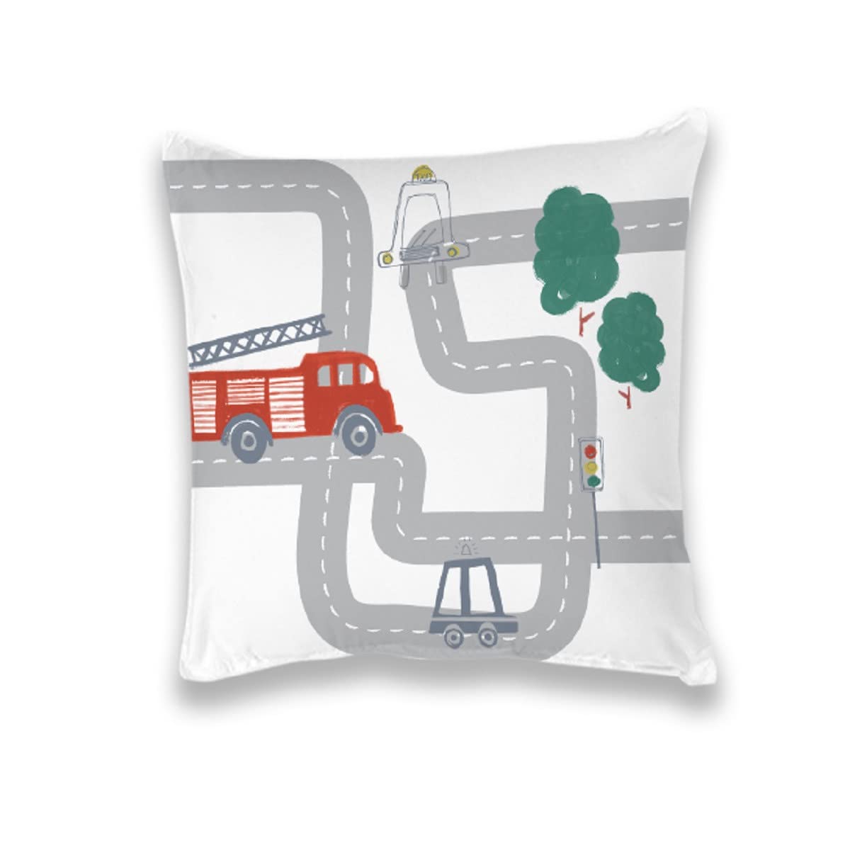 Levasseur Kids Coussin coton blanc Circuit 40x40cm lavable