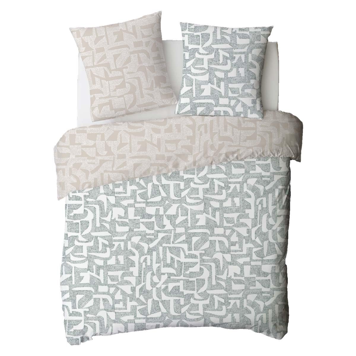 Levasseur Linge de lit Maya parure de lit coton vert 240x220