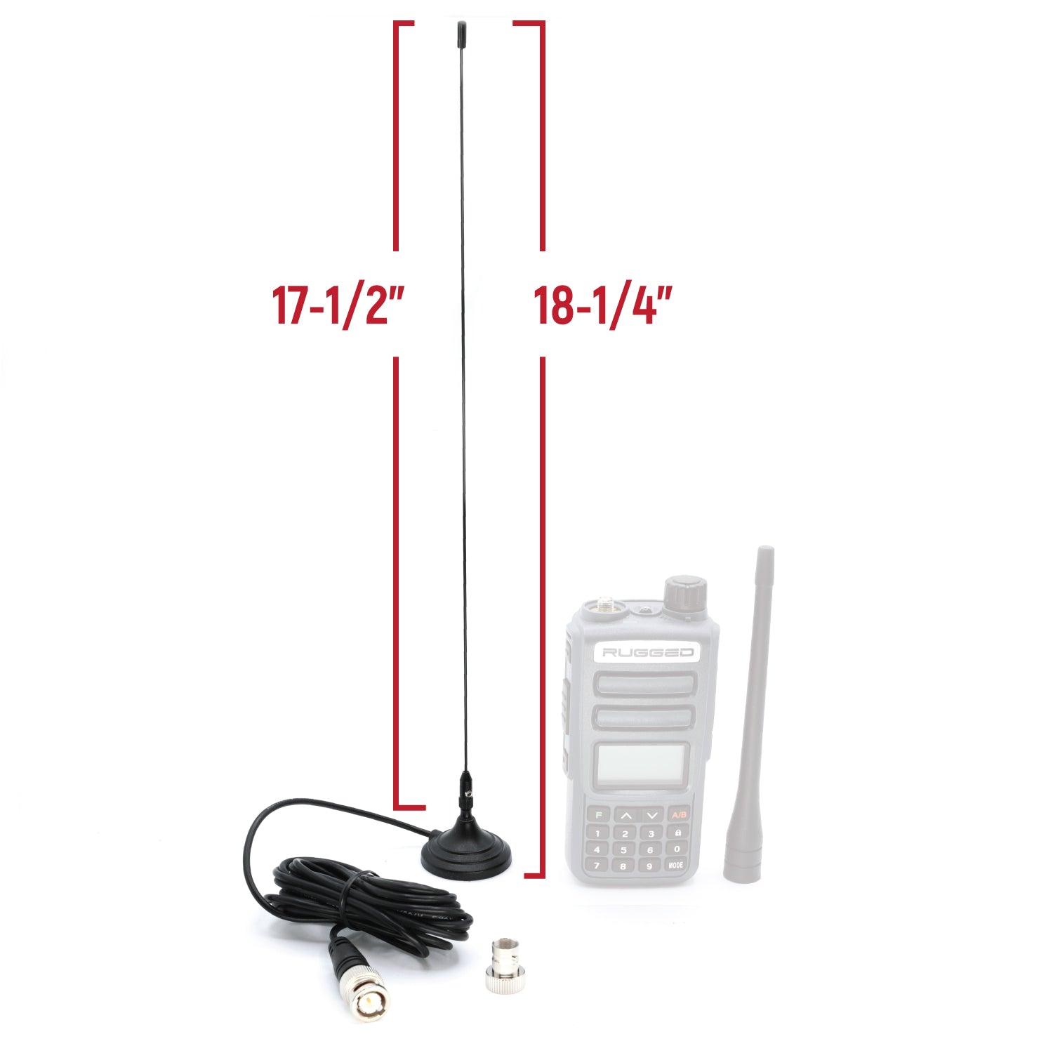 Rugged Air antenne magnétique GMRS GMR2 GMR5 BNC 17,5 pouces