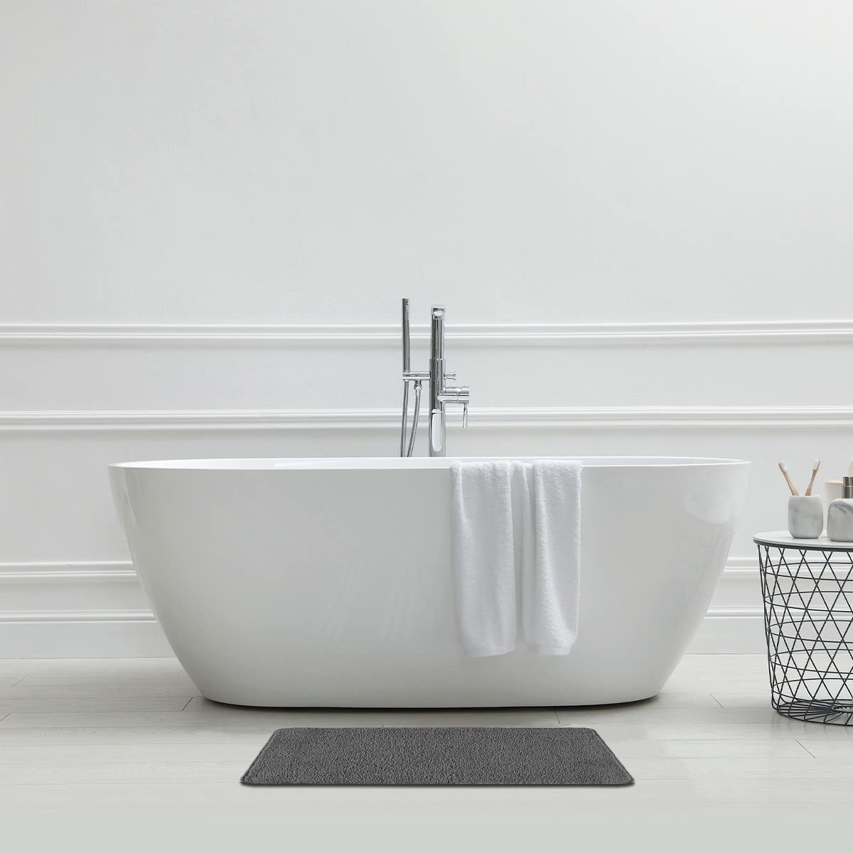 Levasseur Polynésie lot 2 tapis de bain anthracite 50x80 antidrap