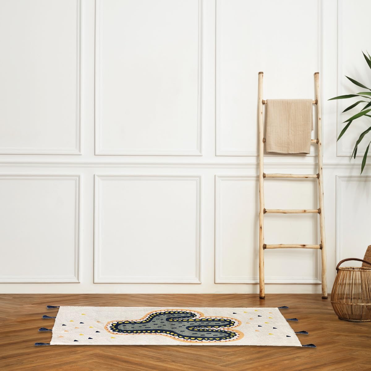 Levasseur Kids Tapis enfant Cactus 50x120cm blanc coton