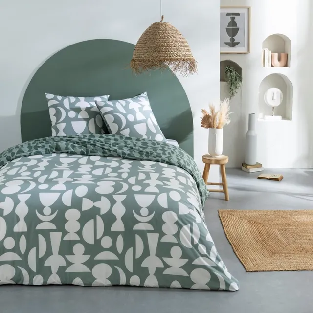 LEVASSEUR Lune parure de lit coton vert 260x240cm