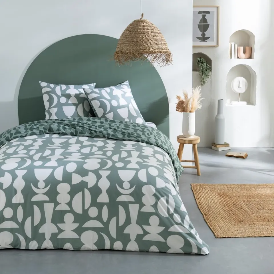 LEVASSEUR Lune parure de lit coton vert 260x240cm