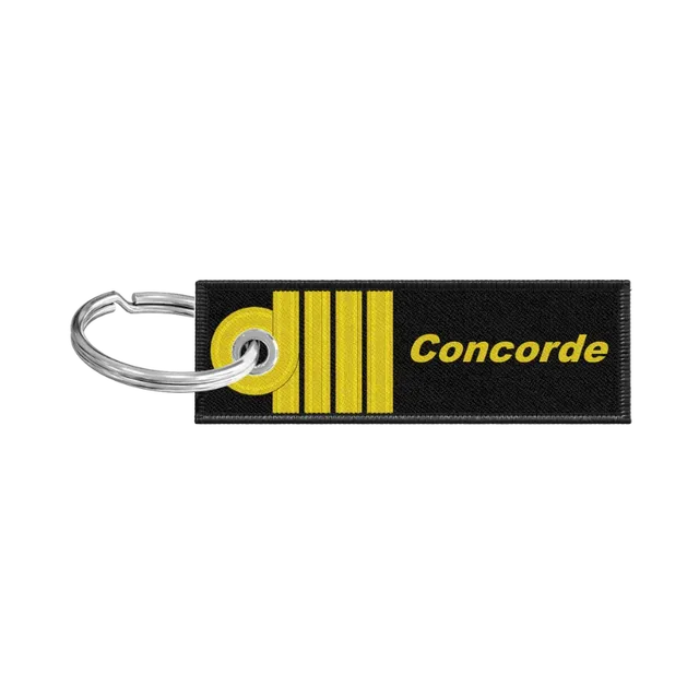 Porte-clés flamme Commandant de bord Concorde tissu brodé 10cm