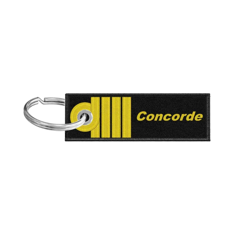 Porte-clés flamme Commandant de bord Concorde tissu brodé 10cm