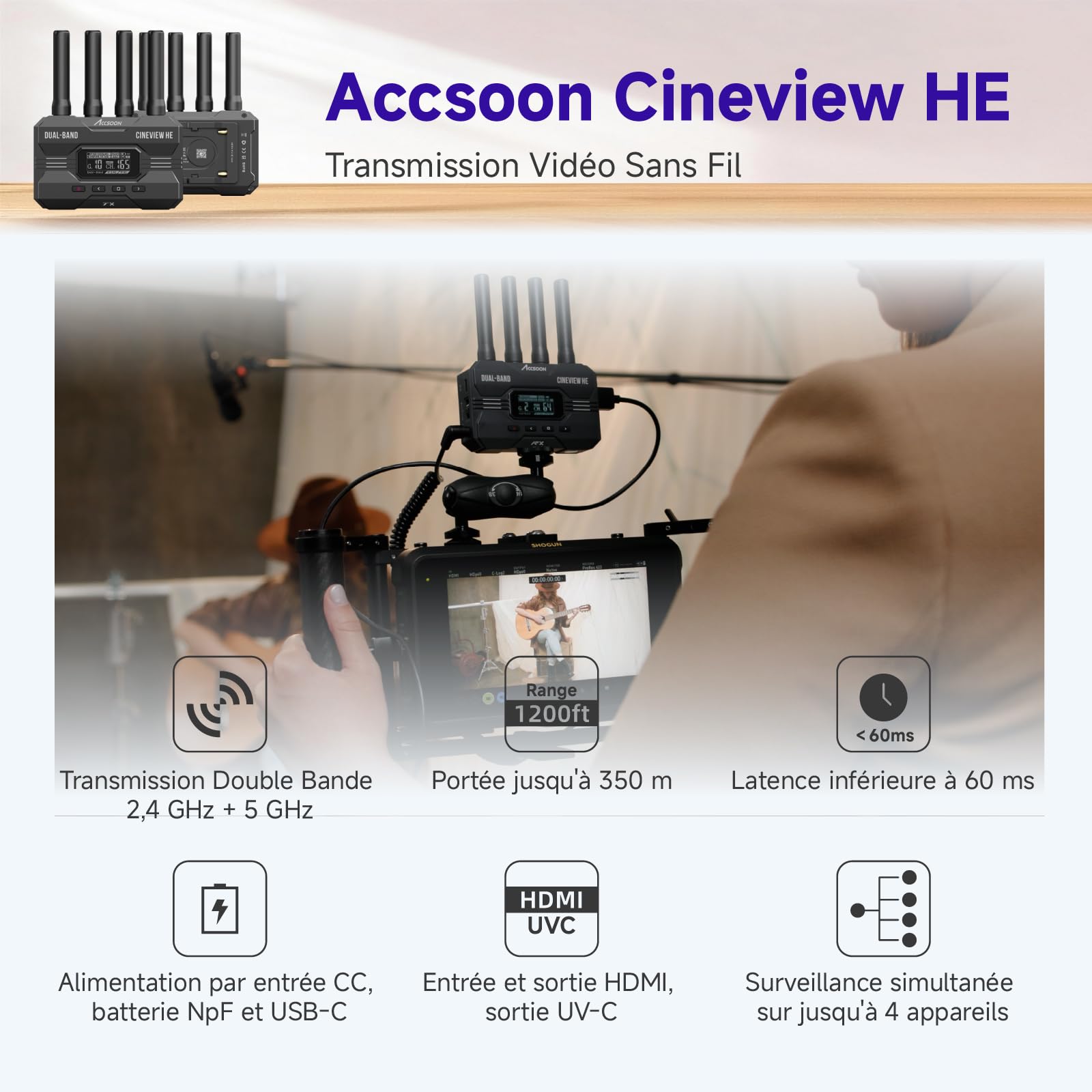 Accsoon CineView HE transmetteur vidéo sans fil HDMI 350m UVC