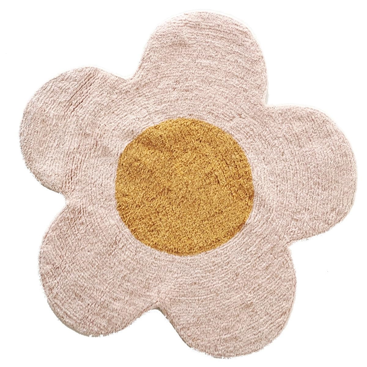 LEVASSEUR Kids tapis enfant fleur coton marguerite rose 80x80cm