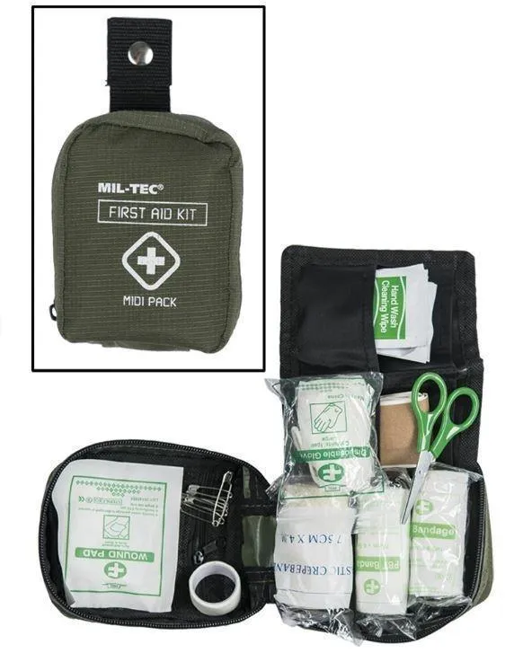 Mini pack premier secours kaki trousse pilote 11 pièces