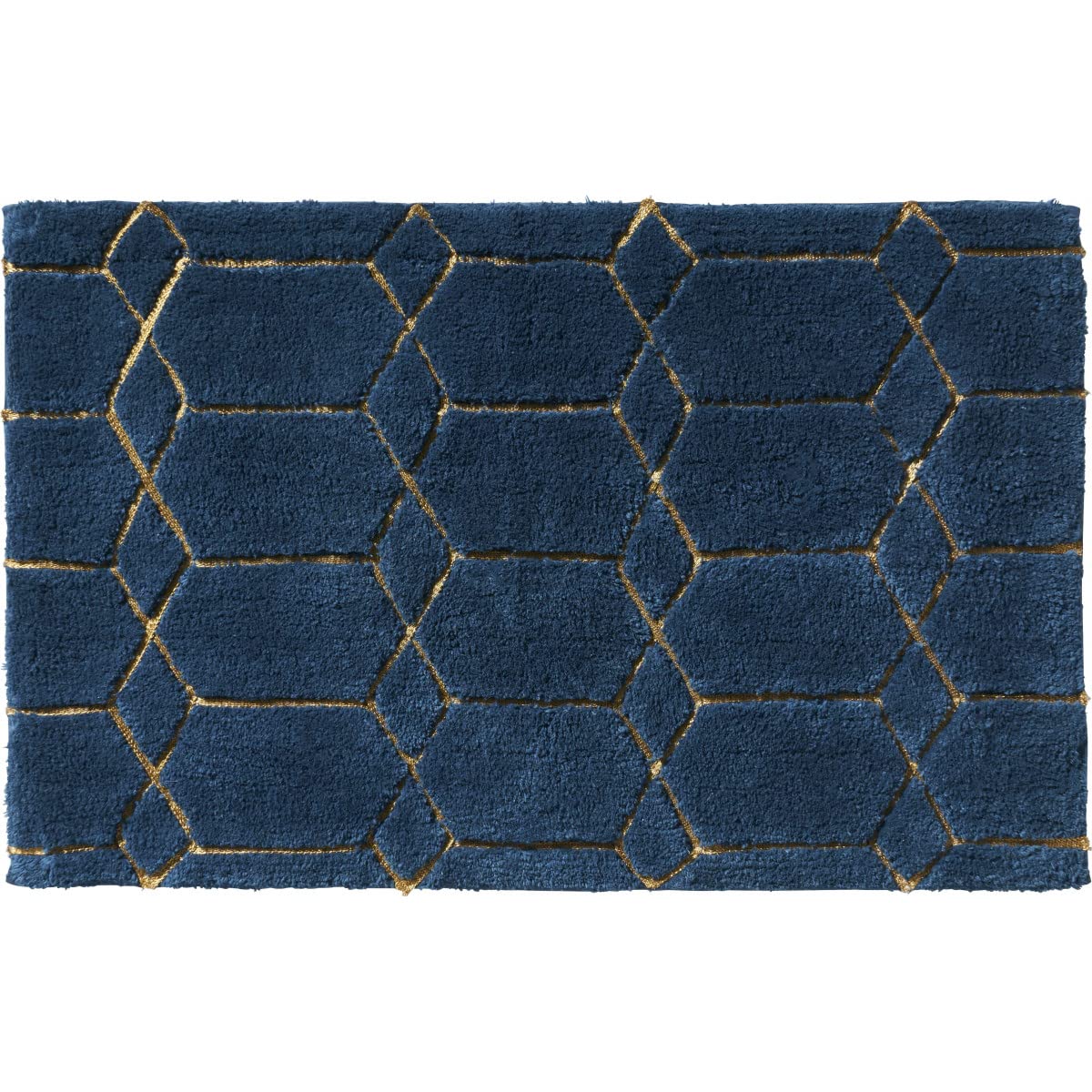 LEVASSEUR Tapis de Bain Coton Bleu Pétrole 50x80cm Tufté