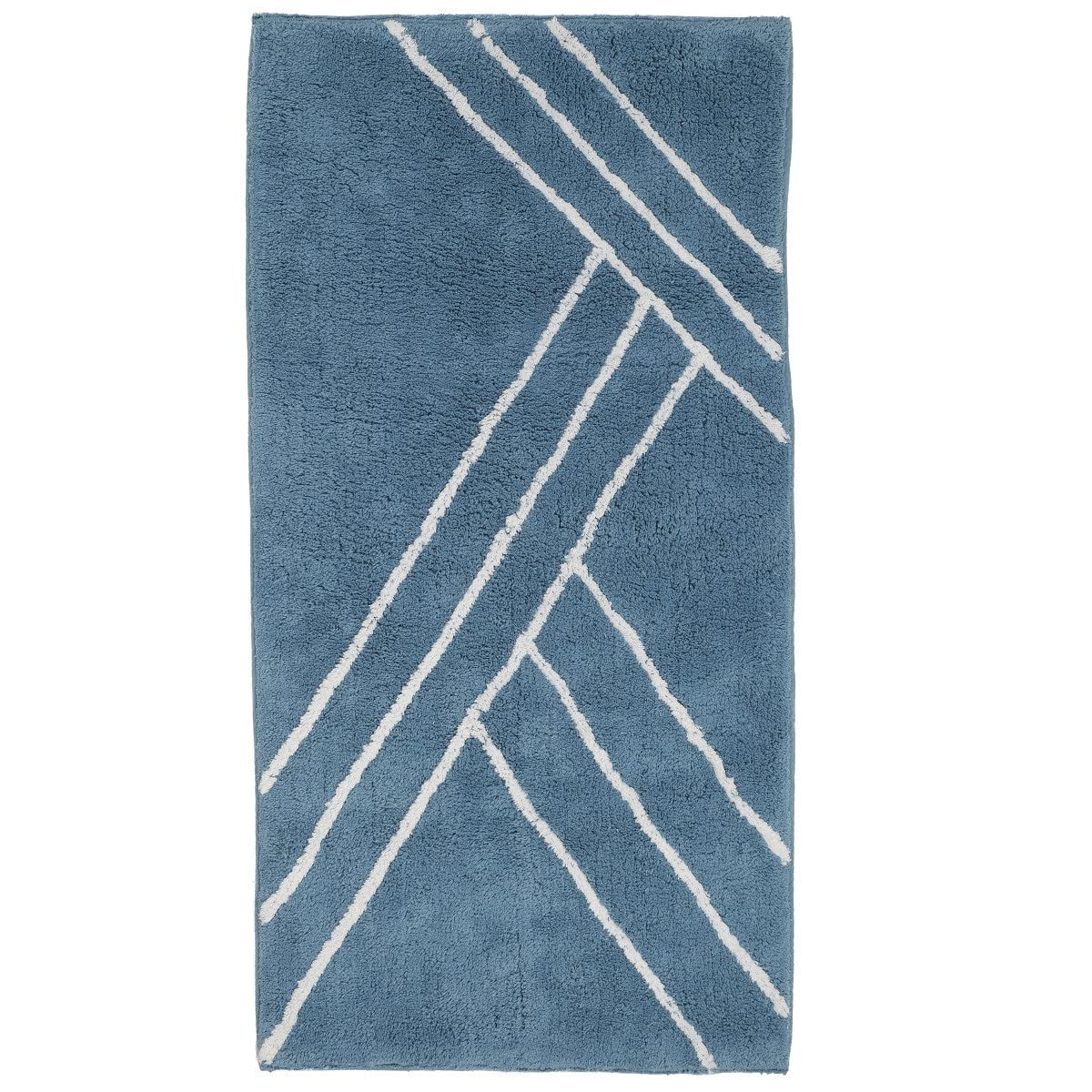 Levasseur Neo Tapis de bain coton 60x120cm bleu géométrique