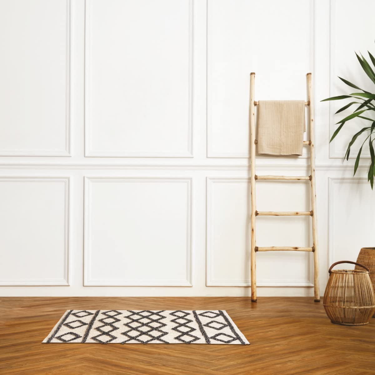 LEVASSEUR Izza tapis de bain géométrique noir 60x120cm