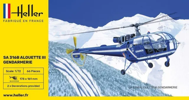 Heller SA 316B Alouette III maquette 1/72 Gendarmerie
