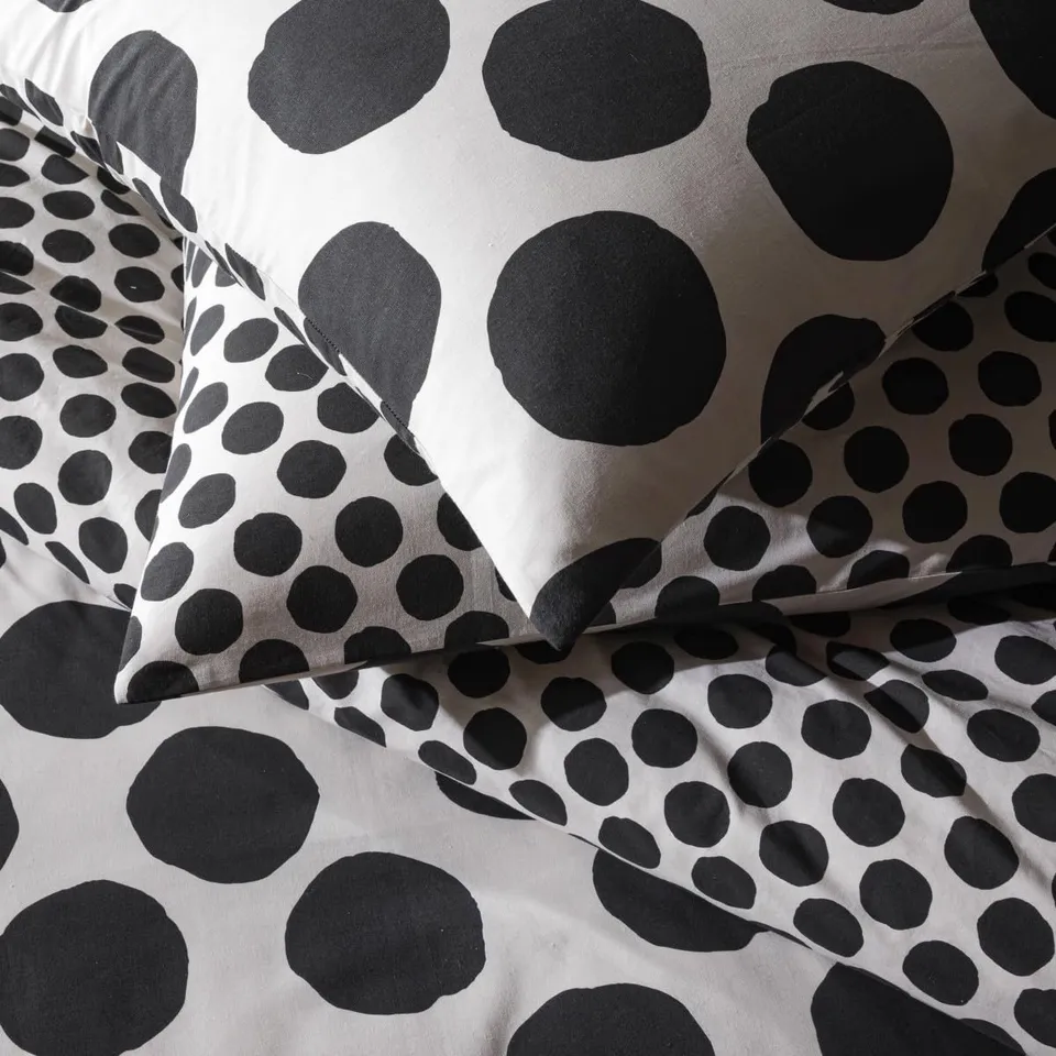 Levasseur Nico pois parure de lit noir 240x220cm coton