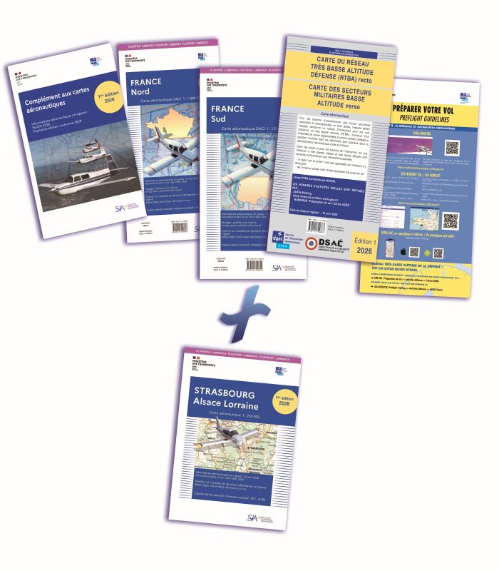 SIA Strasbourg carte VFR plastifiée + France 1/1 000 000