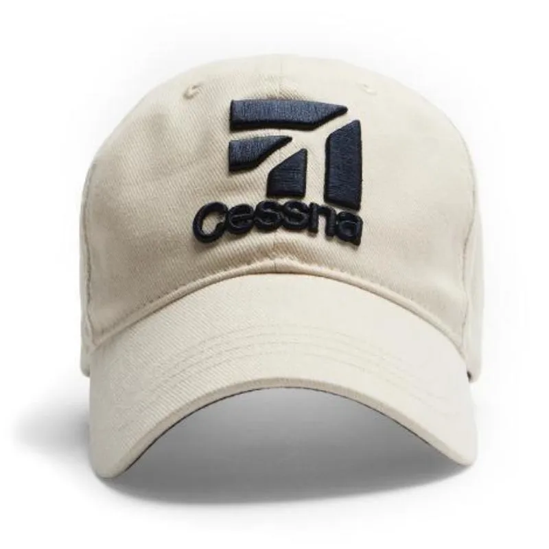 Cessna casquette beige logo brodé pilote