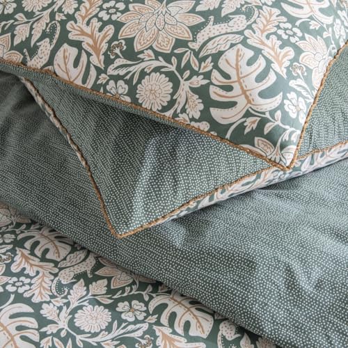 LEVASSEUR parure de lit coton vert 260x240cm floral