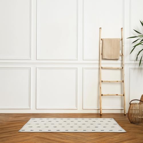 Levasseur Amara Tapis Déco Ivoire 60x120cm Coton Tufté