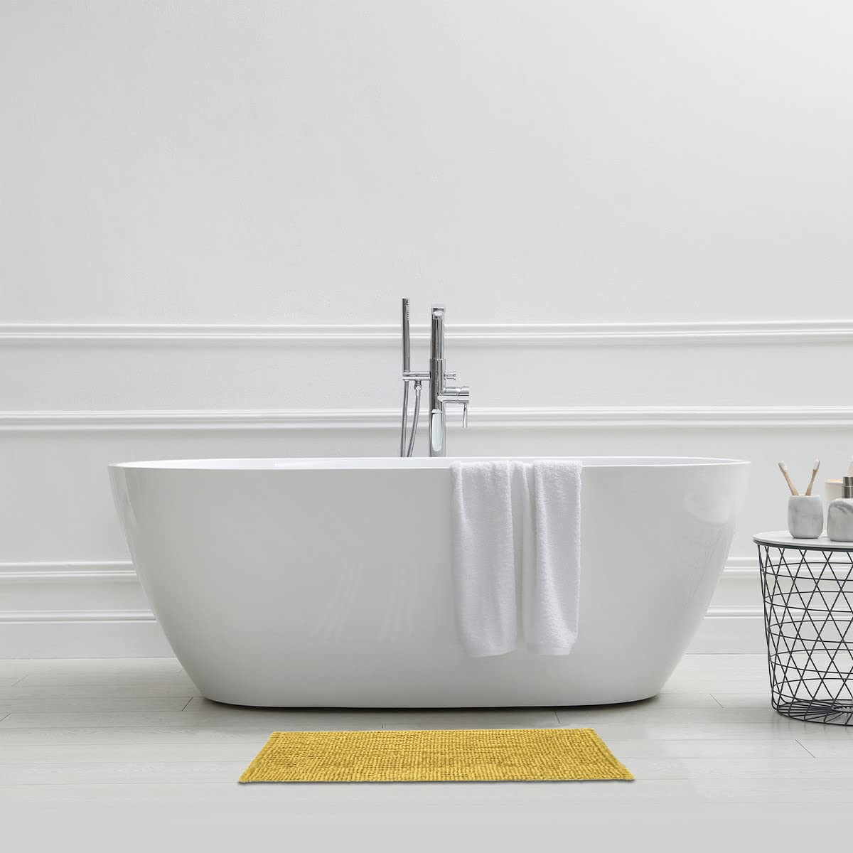 LEVASSEUR Bali Tapis de Bain Jaune 50x80 cm Antidérapant