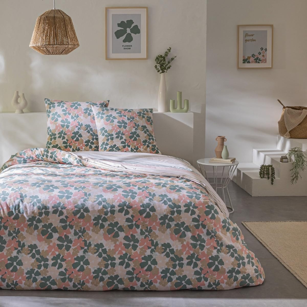 LEVASSEUR Linge de lit Madere parure coton 240x220 fleurie 57 fils