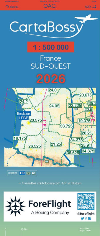 CartaBossy Carte France Sud-Ouest 2026 1/500000 plastifiée