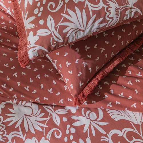 LEVASSEUR Noria Parure de Lit 260x240 Terracotta Coton 57 Fils