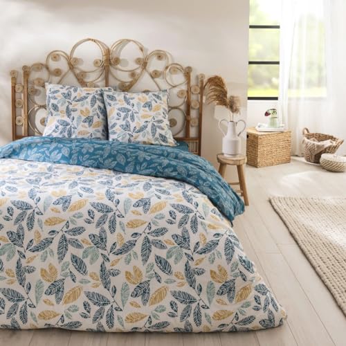 LEVASSEUR Natou parure de lit coton bleu 240x220cm 3 pieces