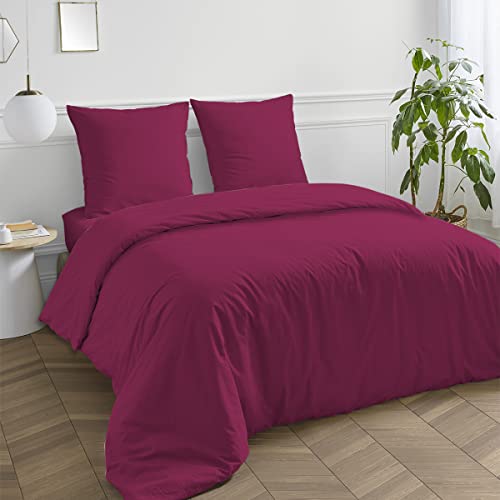 Levasseur Linge de lit parure housse de couette coton uni + taies