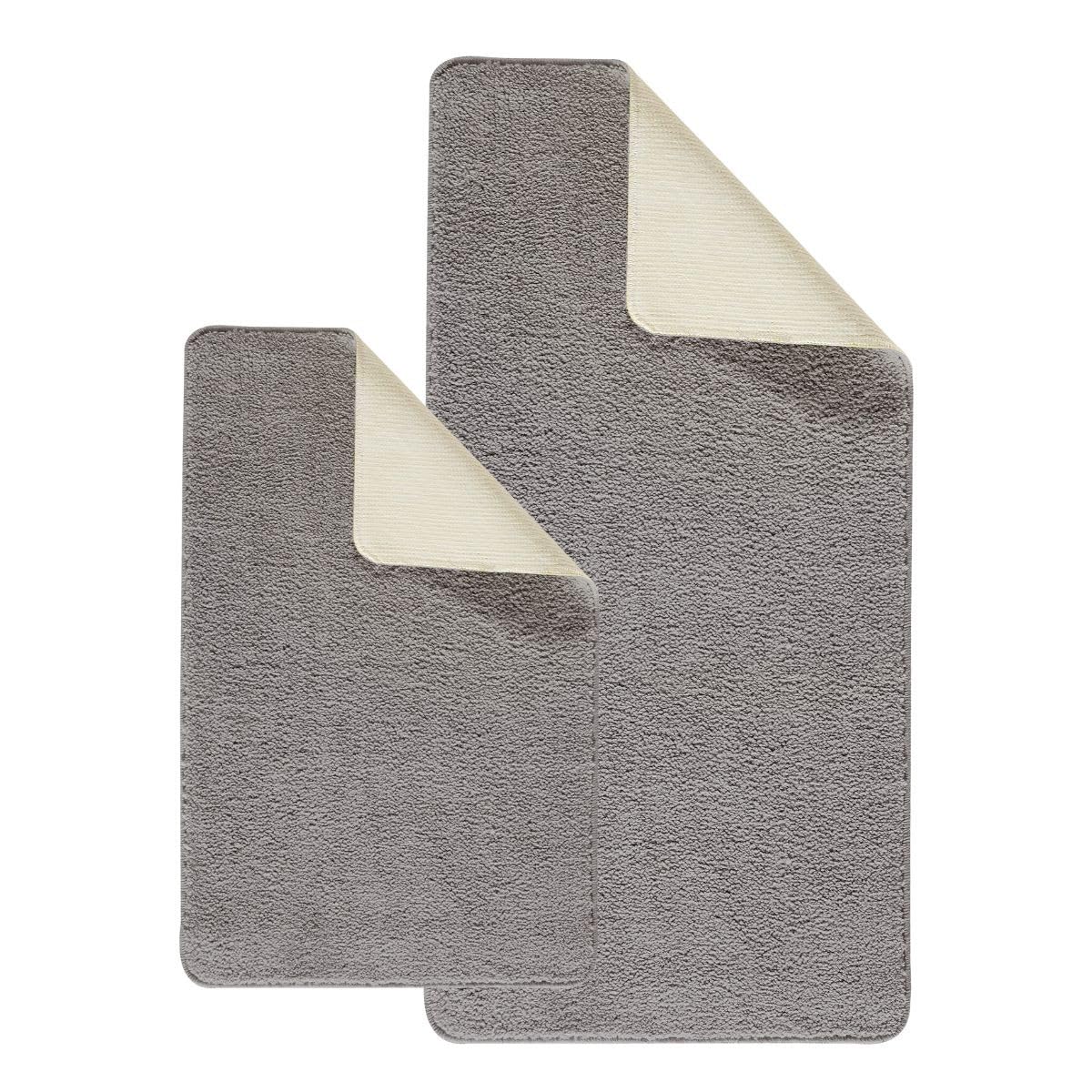 Levasseur Polynésie lot 2 tapis de bain gris 60x120 antiderspant