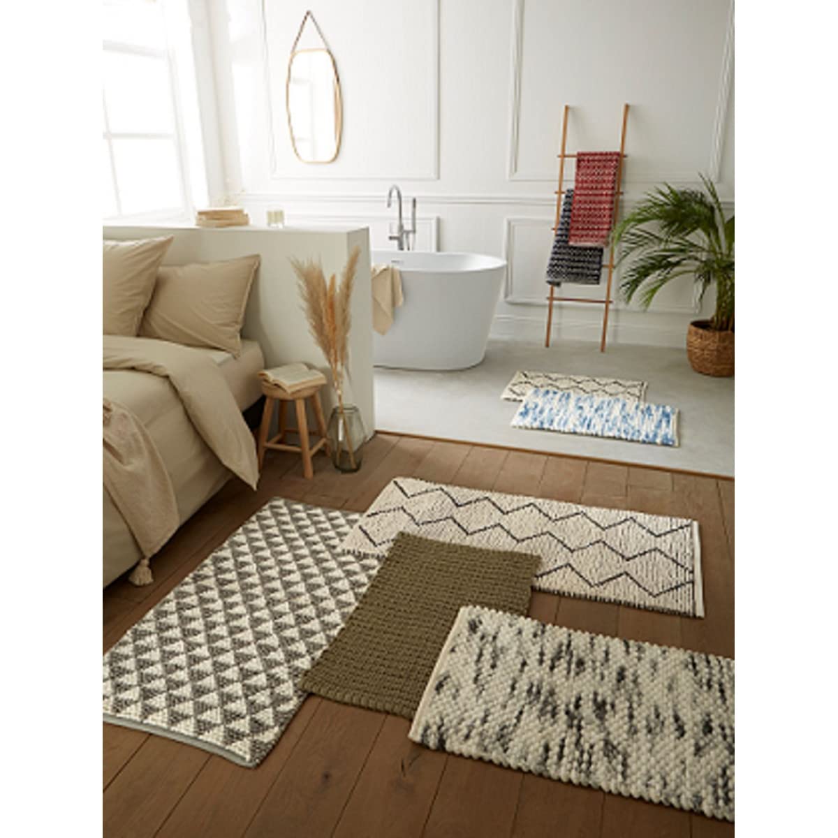 Levasseur Zig Zag tapis de bain 50x80 cm blanc polycoton