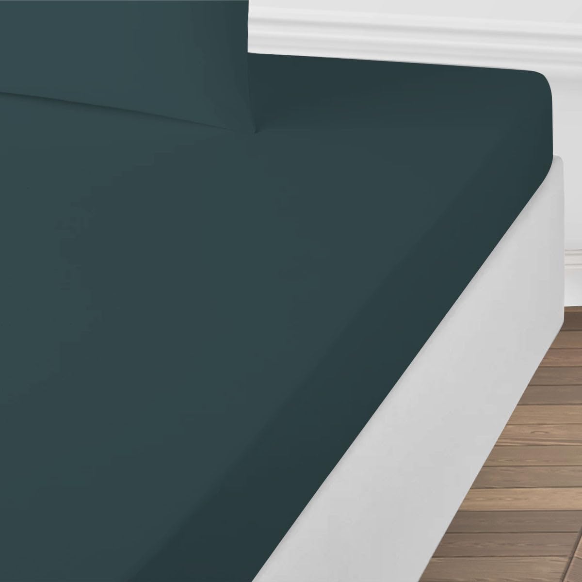LEVASSEUR drap housse coton pétrole 140x200cm 100% coton 57 fils