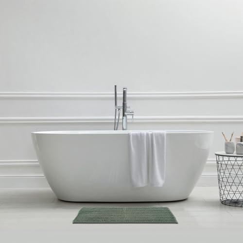 LEVASSEUR Stripy tapis de bain chenille sauge vert 50x70cm