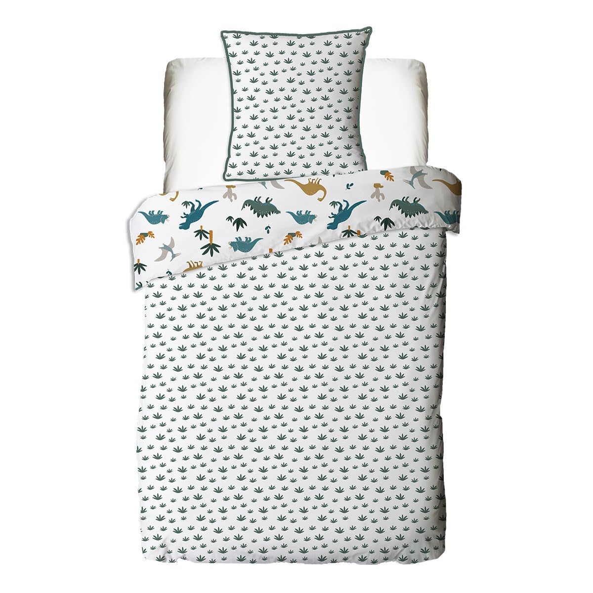 LEVASSEUR Kids parure lit dinosaure 140x200cm coton 2 pièces