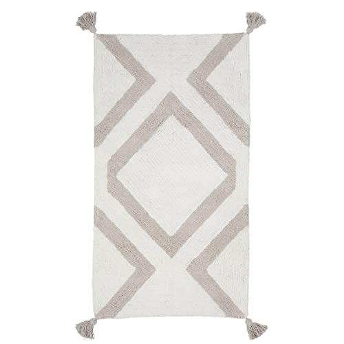 LEVASSEUR Pompons tapis de bain coton écru 60x120cm