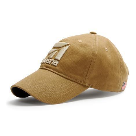 La Boutique du Pilote Cessna Tan casquette ocre logo brodé