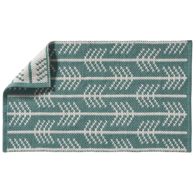 Levasseur tapis de bain coton tissé vert réversible 50x80cm