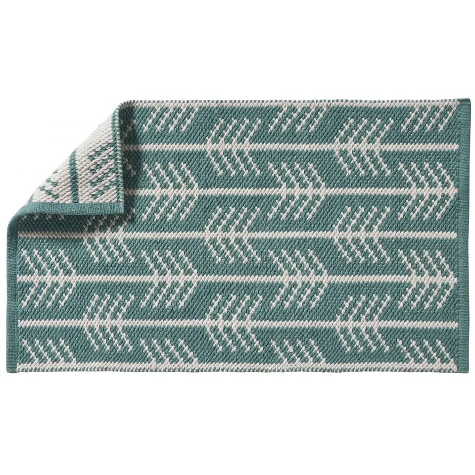 Levasseur tapis de bain coton tissé vert réversible 50x80cm