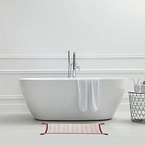 Levasseur tapis de bain coton tissé terracotta pompons 50x80cm