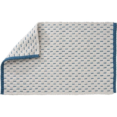 Levasseur Camino Tapis Coton 50x80 cm Pétrole Réversible