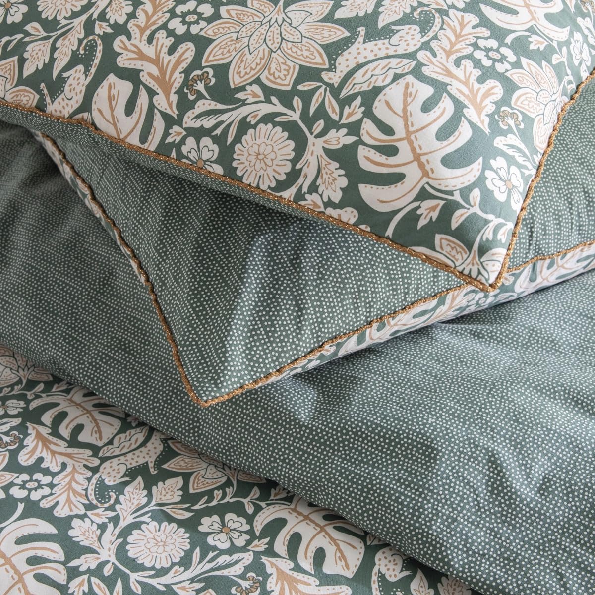 LEVASSEUR parure de lit coton vert 260x240cm floral