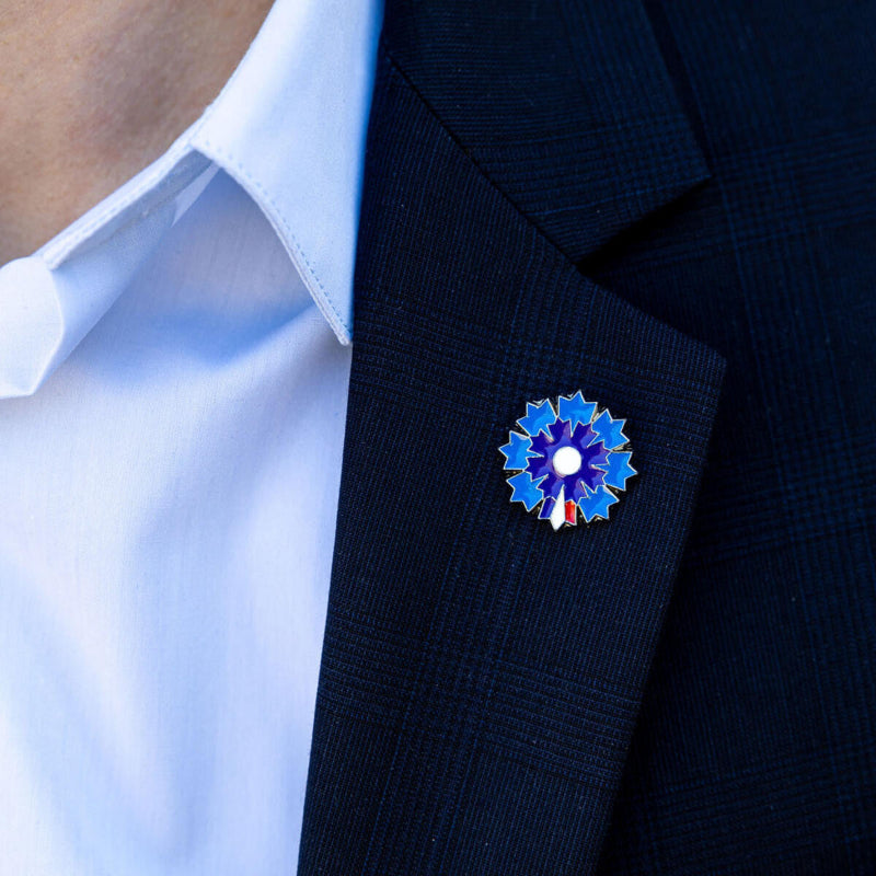 Bleuet de France pétale tricolore pin's fleur 45mm papier vernis