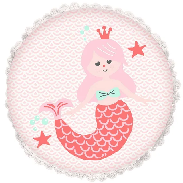 Levasseur Kids Coussin enfant Arielle sirène rose 30x30cm