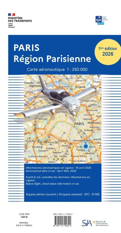La Boutique du Pilote Carte VFR Région Parisienne 2026 SIA 1/250 000