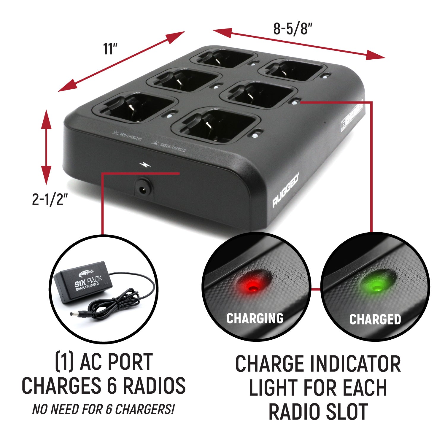 Rugged Air 6-Pack Bank Charger chargeur 6 postes GMR2 R1