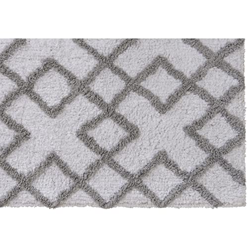 LEVASSEUR Sol Croisy tapis coton blanc 50x80cm losanges