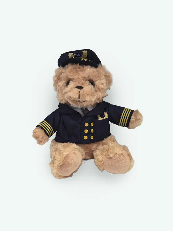 Ourson pilote peluche 19 cm uniforme