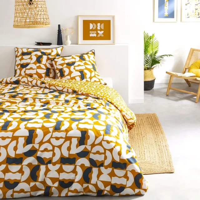 LEVASSEUR Fidji parure de lit coton jaune curry 240x220 cm