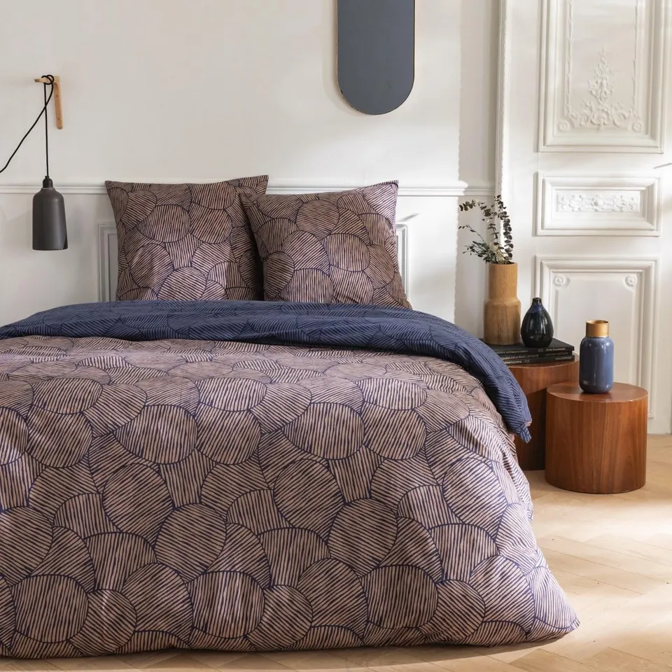 LEVASSEUR Ninon parure de lit coton bleu 240x220cm imprime
