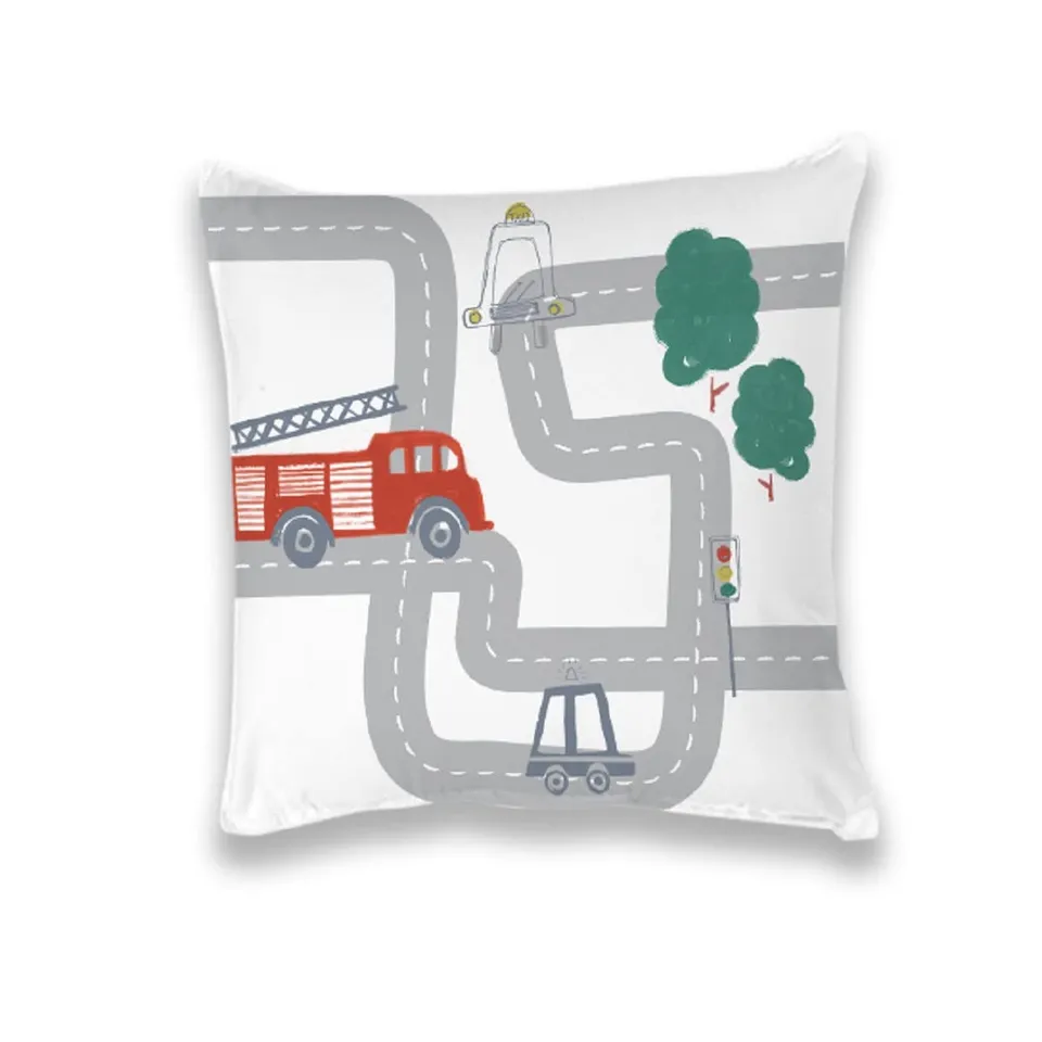 Levasseur Kids Coussin coton blanc Circuit 40x40cm lavable
