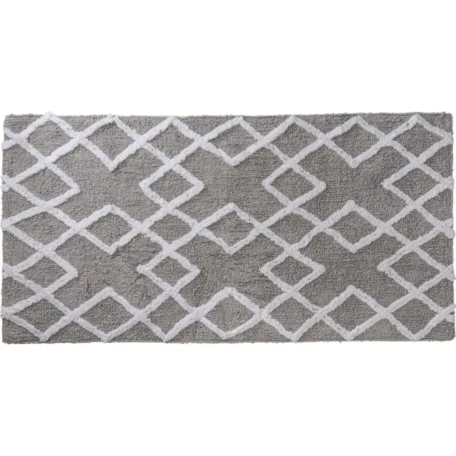 Levasseur Sol tapis 60x120 cm gris losanges coton